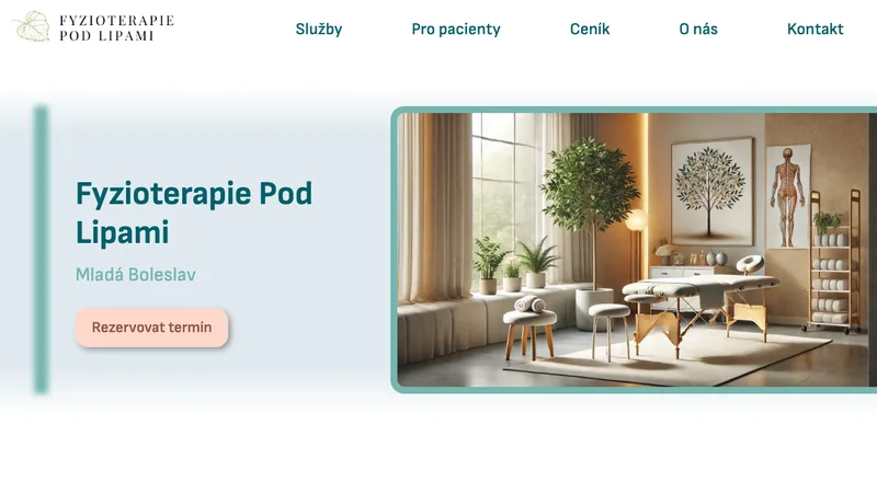 Screenshot webu Fyzio Pod Lipami