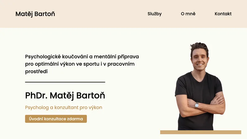 Screenshot webu Matěj Bartoň